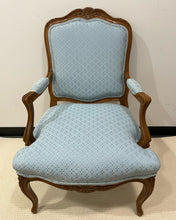 Load image into Gallery viewer, Antique Louis XV Carved Wood Frame Upholstered Arm Chair
