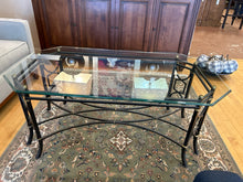 Load image into Gallery viewer, Beveled Glass Top Coffee Table with  Metal Base from Bombay Co.
