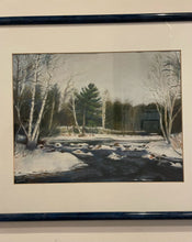 Load image into Gallery viewer, Blue Framed Custom Pastel Charcoal Drawing by Lynn Miller, signed
