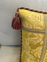 Load image into Gallery viewer, Yellow Damask Decorative Pillow from Passamaneria Toscana
