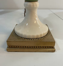 Load image into Gallery viewer, Pair of Green Neoclassical Porcelain Urn Lamps with Swan Handles and Brass Base
