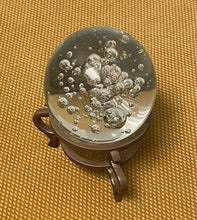 Load image into Gallery viewer, Bubble Glass Paperweight on Brass Stand
