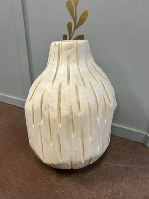 Carved Wood Floor Vase