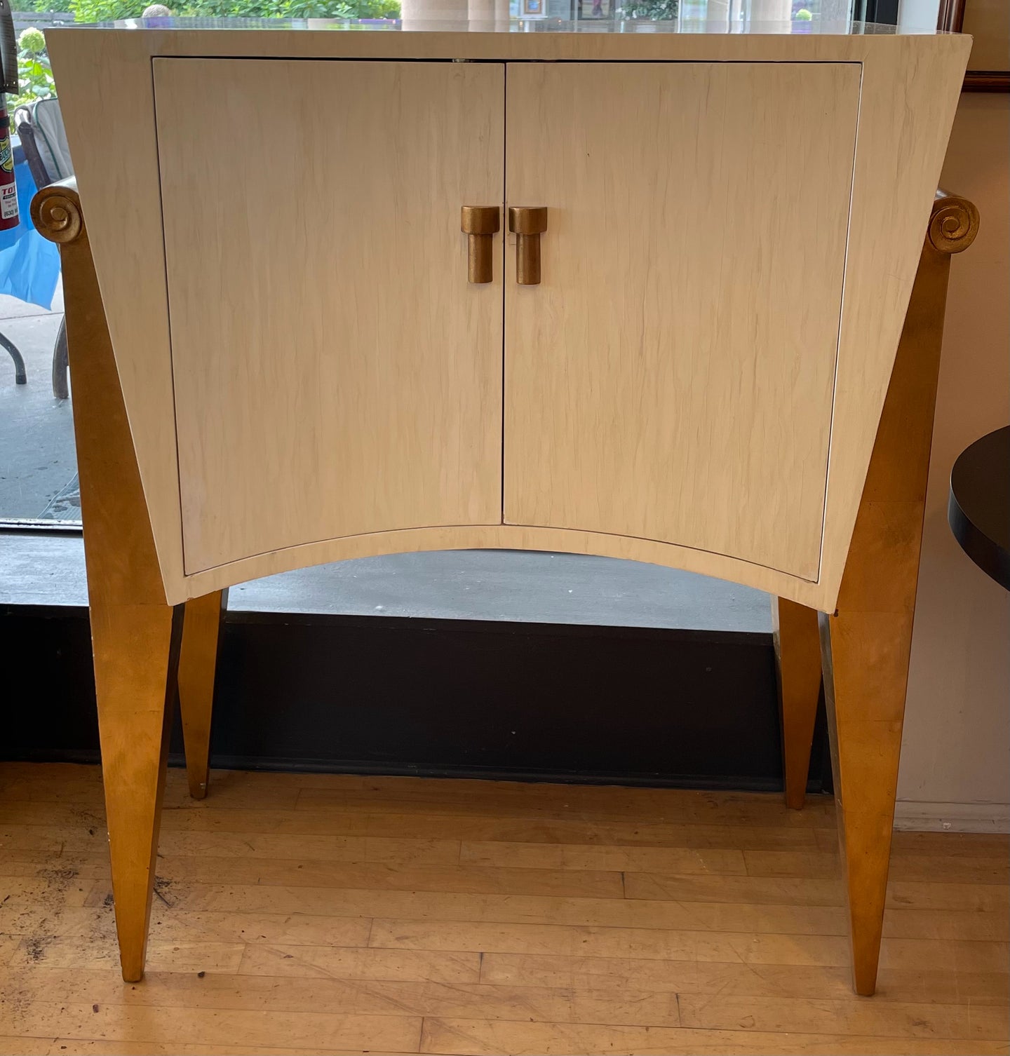 Two Door Cabinet with Brushed Gold Detail