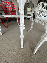 Load image into Gallery viewer, White Wrought Iron Table with Three  Chairs

