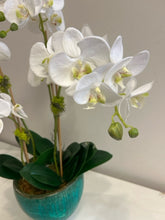 Load image into Gallery viewer, Faux Orchid in Green Planter

