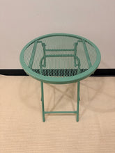 Load image into Gallery viewer, Seafoam Green Bistro Table and Chairs-Folds Closed
