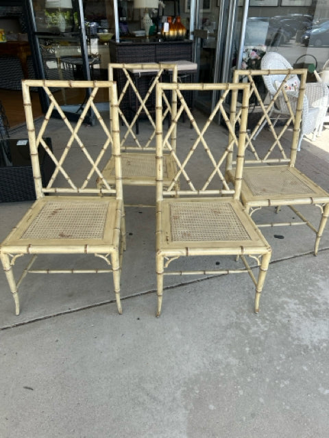 Four Chinese Chippendale Bamboo Style Dining Chairs from Honquist Furniture
