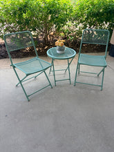 Load image into Gallery viewer, Seafoam Green Bistro Table and Chairs-Folds Closed
