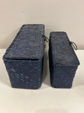 Load image into Gallery viewer, Pair of Blue Raffia Style Baskets
