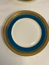 Load image into Gallery viewer, Twelve Turquoise &amp; Gold Dinner Plates from Superieur Limoges France
