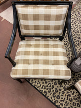 Load image into Gallery viewer, Pair of Checked Upholstered Chairs with Black Frame
