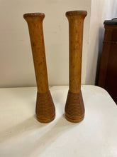 Load image into Gallery viewer, Pair of Spindle Wood Candleholders
