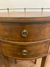 Load image into Gallery viewer, Oval Vintage 2 Drawer Table with Gallery  Rail
