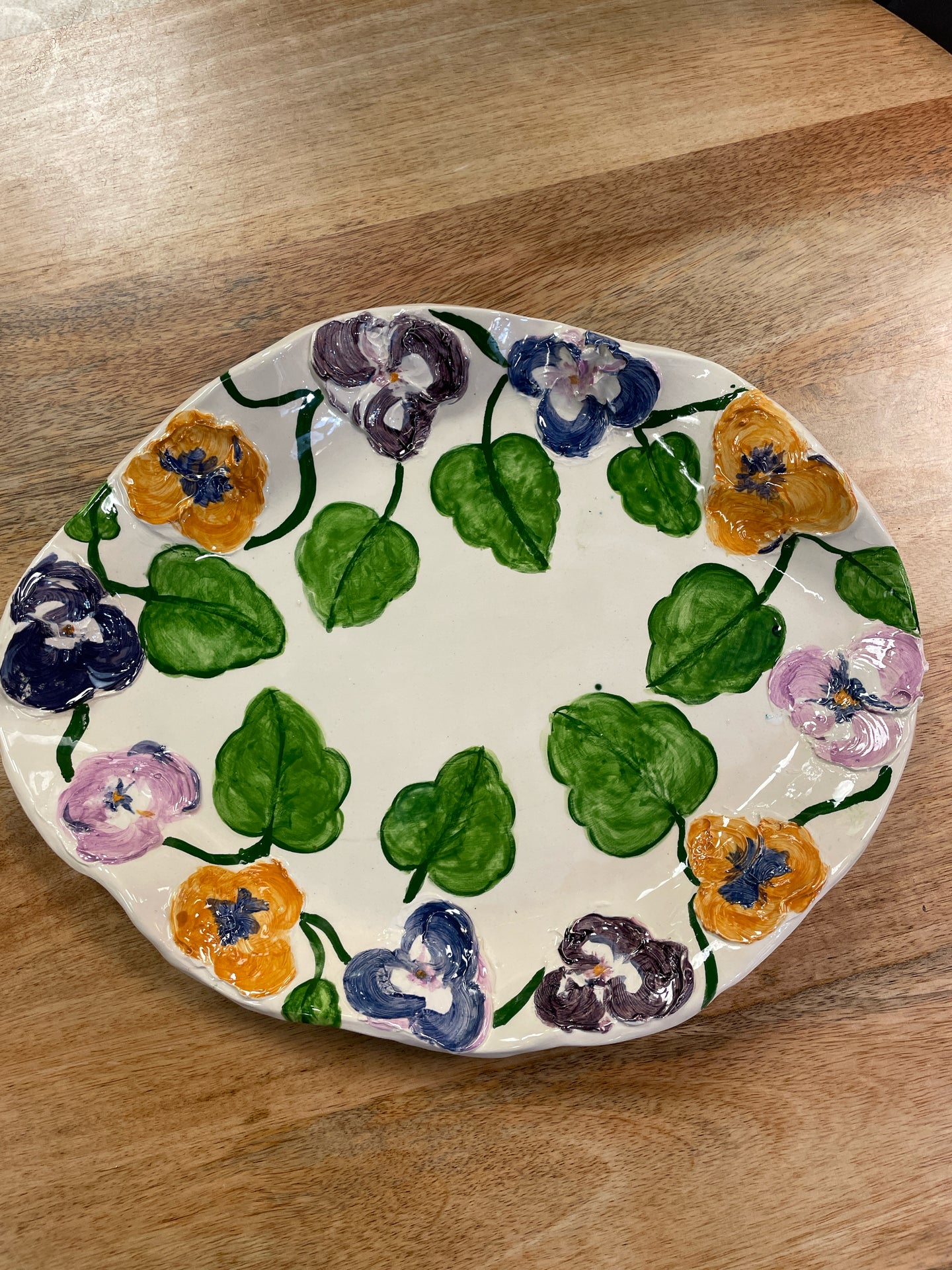 Handmade Textured Tray With Flowers