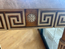 Load image into Gallery viewer, One Drawer Marble Top Console Table with Greek Key Detailing from Henredon Furniture
