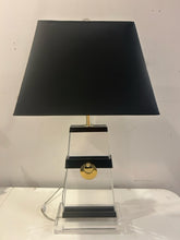Load image into Gallery viewer, Asian Motif Lucite Lamp with  Black Shade
