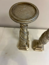 Load image into Gallery viewer, Pair of Silver Resin Candleholders
