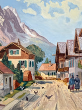Load image into Gallery viewer, Vintage Original Acrylic of European Alpine Village Scene by J. Bond, signed
