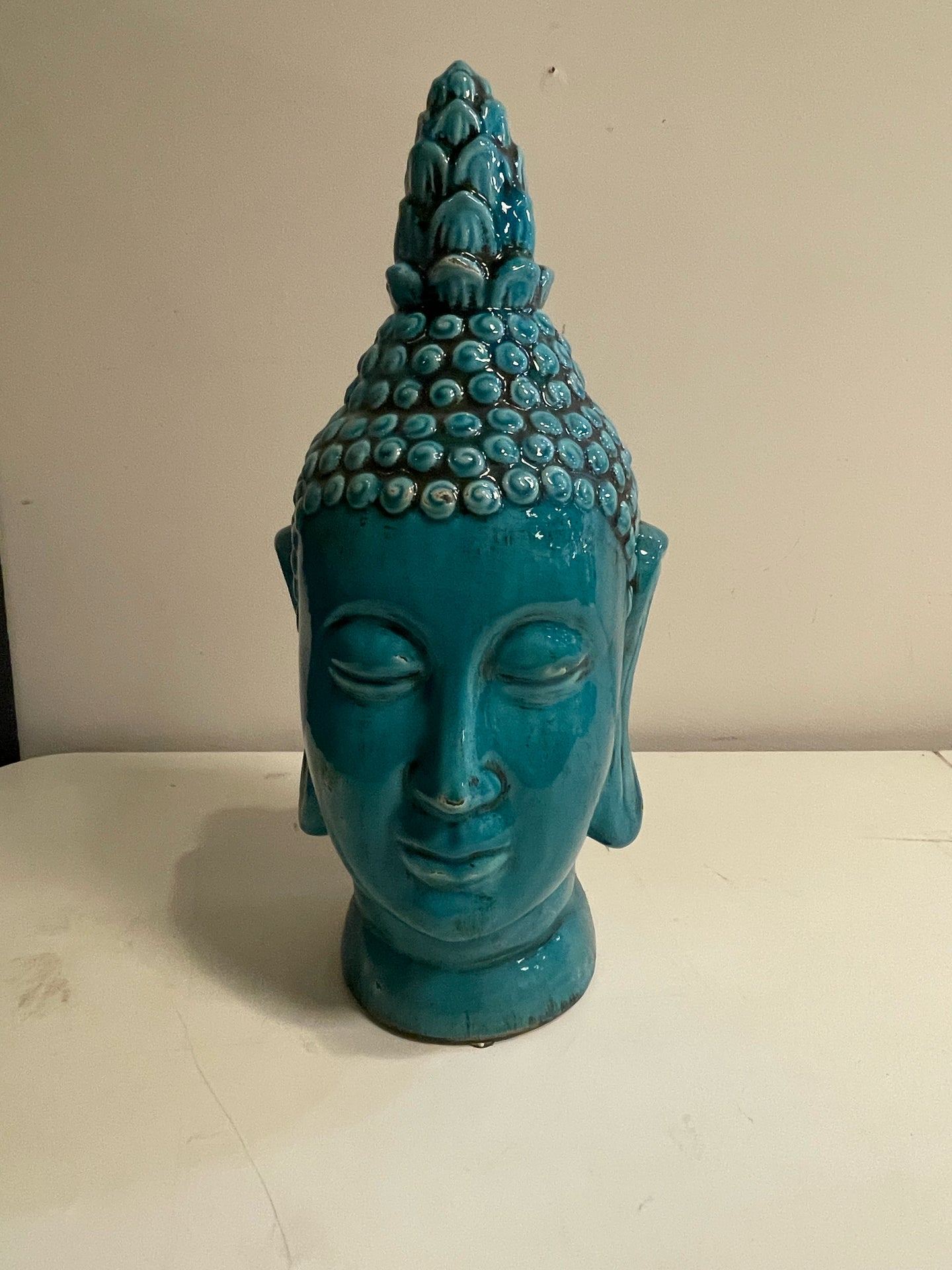 Blue Ceramic Buddha Head