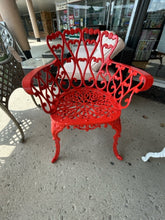 Load image into Gallery viewer, White Wrought Iron Table with Three  Chairs
