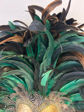 Load image into Gallery viewer, Hand Painted Venezia Mask with Green &amp; Black Feathers made in Italy
