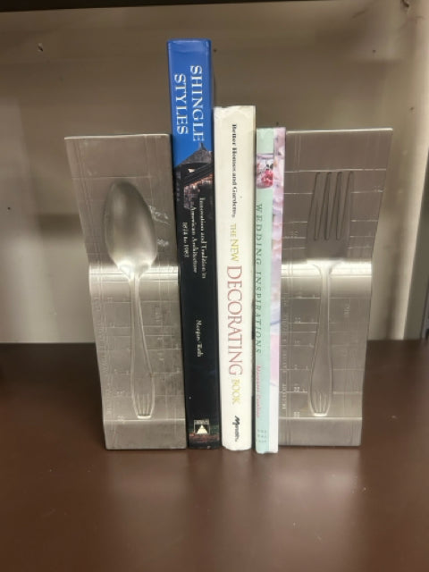 Spoon and Fork Metal Bookends
