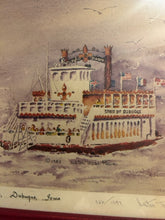 Load image into Gallery viewer, Framed Watercolor &quot;The Spirit of Dubuque Steamer,&quot; signed &amp; numbered
