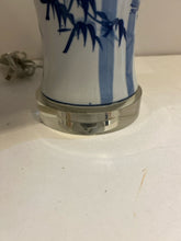 Load image into Gallery viewer, Blue &amp; White Ceramic Lamp with  Lucite Base
