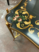 Load image into Gallery viewer, Gold Scrolled Black Tray Coffee Table on Gold Base
