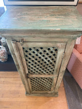 Load image into Gallery viewer, Distressed Green Lattice Front Cabinet
