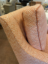 Load image into Gallery viewer, Pair of Orange &amp; Cream Upholstered Arm Chairs from Ethan Allen

