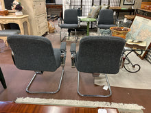 Load image into Gallery viewer, Pair of Chrome Arm Chairs with Gray Upholstery
