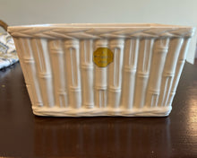 Load image into Gallery viewer, White Ceramic Bamboo Style Planter from Mottahedah Design made in Italy
