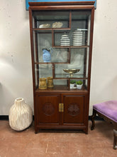 Load image into Gallery viewer, Vintage Asian Chinoiserie Style Rosewood Glass Front Display Cabinet
