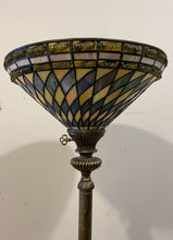 Load image into Gallery viewer, Tiffany Style Torchiere Floor Lamp with Antique Brass Finish
