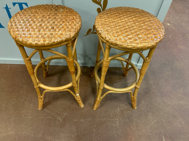 Pair of Rattan Bar Stools from Pottery Barn