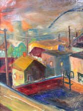 Load image into Gallery viewer, Original Oil of  New Jersey Rooftops by Gus Hunkele, signed
