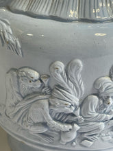 Load image into Gallery viewer, Vintage Blue Ceramic Pitcher w/ Metal Flip Lid
