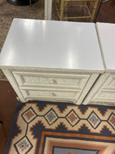 Load image into Gallery viewer, Pair of 2 Drawer White Wicker Nightstands with Laminate Tops from Henry Link
