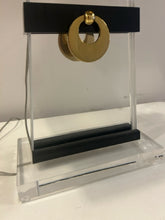 Load image into Gallery viewer, Asian Motif Lucite Lamp with  Black Shade

