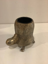 Load image into Gallery viewer, Antiqued Gold Bohemian Turtle Planter Pot
