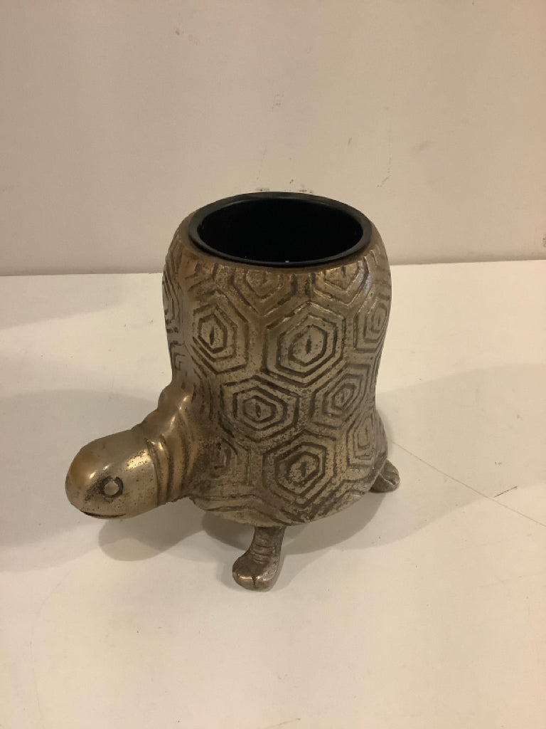 Antiqued Gold Bohemian Turtle Planter Pot