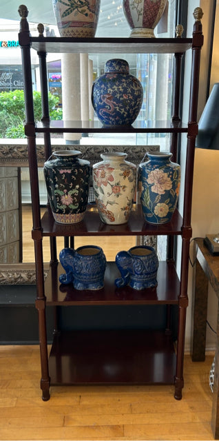 Five Shelf Etagere with  Brass Finials