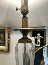 Load image into Gallery viewer, Glass Table Lamp with  Marble &amp; Brass Base
