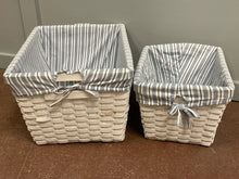 Load image into Gallery viewer, Pair of White Wicker Lined Storage Baskets
