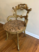 Load image into Gallery viewer, Petite Antique Carved Italian Rococo Style Gold Giltwood Armchair
