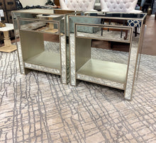 Load image into Gallery viewer, Pair of Alexa  Mirrored One Drawer Nightstands from Pier One
