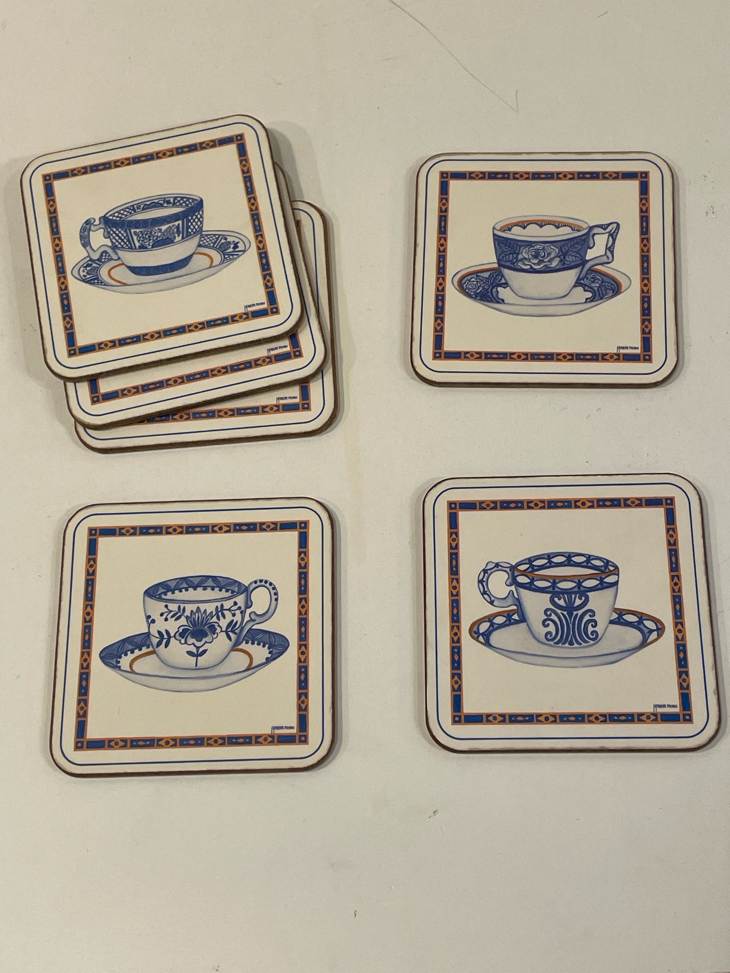 Set of 6 Chinoiserie Tea Cup Coasters