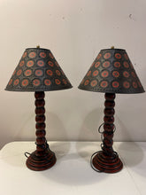 Load image into Gallery viewer, Pair Of Red &amp; Black Lamps with Metal Shades
